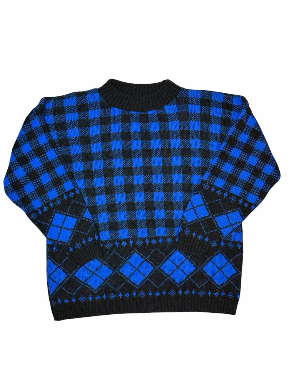 💙 Classic Essentials Blue & Black Plaid Sweater 💙